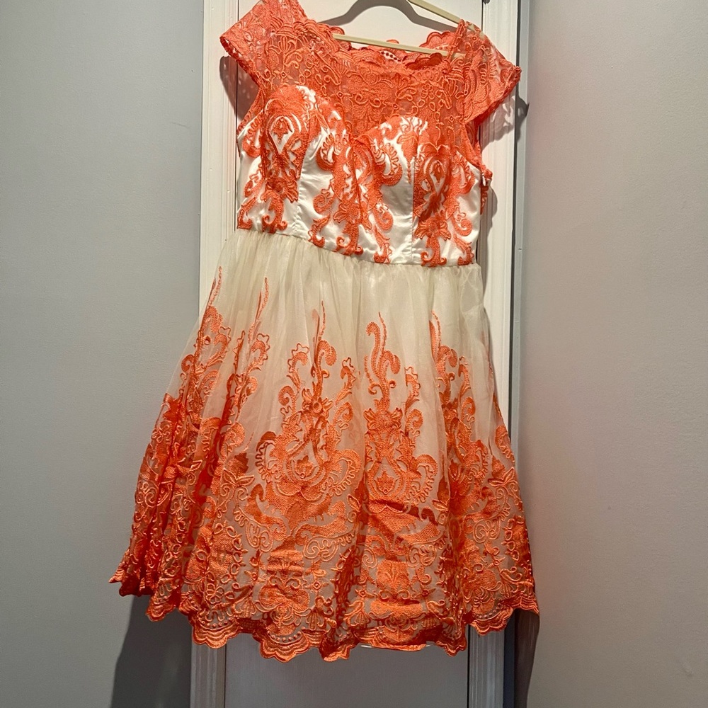 NWT ModCloth Cream & Coral Formal Knee Length Dress size 18